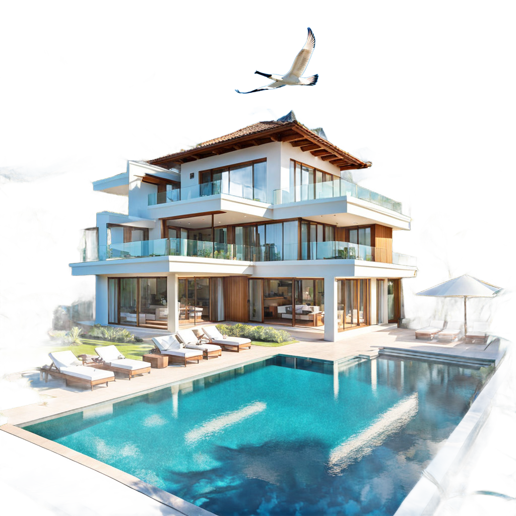 beautiful-big-birds-flying-around-the-luxury-villa-313896698